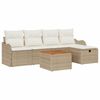 vidaXL Garten-Sofa-Set mit Kissen mit Speicher 6 pcs Beige Poly Rattan