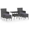 vidaXL 5-tlg. Garten-Essgruppe Poly Rattan und Hartglas Grau