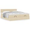 vidaXL Ottoman-Bett mit Matratzen Creme 160x200 cm Stoff