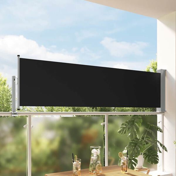 vidaXL Ausziehbare Seitenmarkise 80&times;300 cm Schwarz