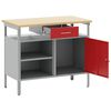 vidaXL Werkbank mit Schubladen mit Regal Rot und Grau 100 x 55 x 85 cm