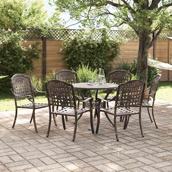 vidaXL Garten Essgruppe 7 pcs Bronze Aluminium