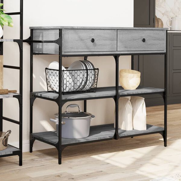 vidaXL Küchenwagen Grau Sonoma 105x42x95 cm Holzwerkstoff