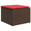vidaXL Gartenhocker mit Kissen Braun 55x55x37 cm Poly Rattan