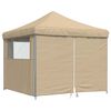 vidaXL Partyzelt Faltbar Pop-Up mit 4 Seitenteilen Beige