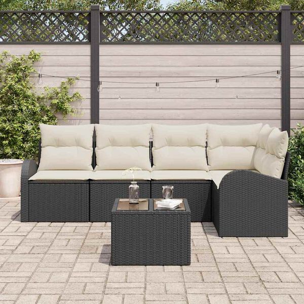 vidaXL Sofa Set mit Kissen Schwarz Polyester