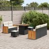 vidaXL Gartensofa-set mit Kissen 10 pcs Schwarz und Creme Poly-Rattan