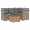 vidaXL 5-tlg. Garten-Sofagarnitur mit Kissen Beige Poly Rattan