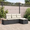 vidaXL Gartensofa-set mit Kissen 4 pcs Schwarz Poly-Rattan