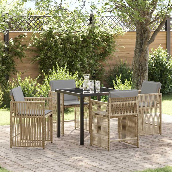 vidaXL Garten Essgruppe 5 pcs Beige Poly-Rattan
