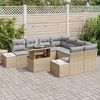 vidaXL Garten-Sofa-Set mit Kissen mit Kissen 9 pcs Beige und Hellgrau