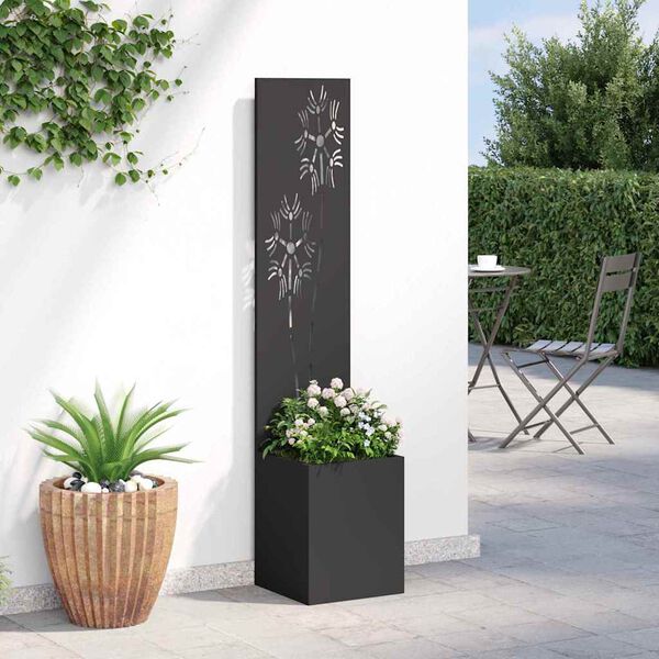 vidaXL Garten Sichtschutz-Leinwand Floral Schwarz 32 x 150 cm