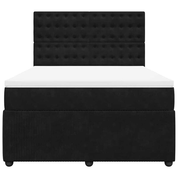 vidaXL Boxspringbett mit Matratze Schwarz 140x190 cm Samt