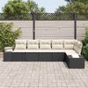 vidaXL Garten-Sofa-Set mit Kissen mit Speicher 6 pcs Schwarz und Creme