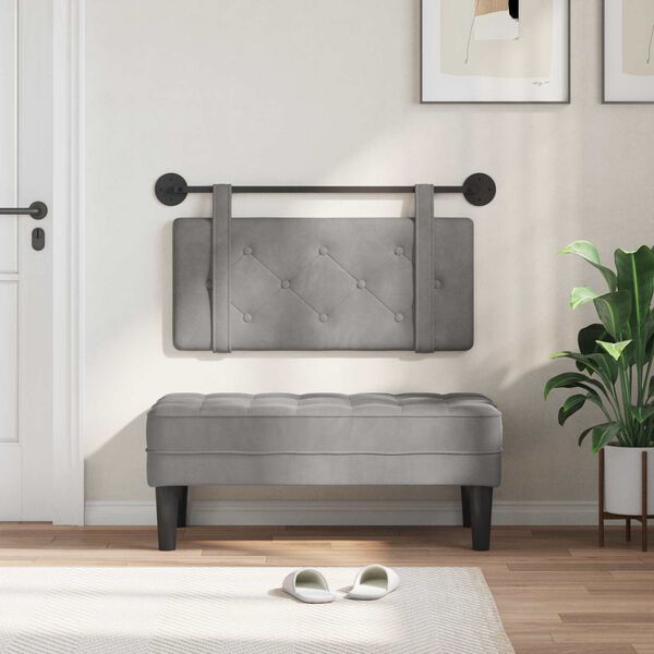 vidaXL H&auml;ngevorderseite Wandmontiert Hellgrau 100 x 55 x 5 cm Samt