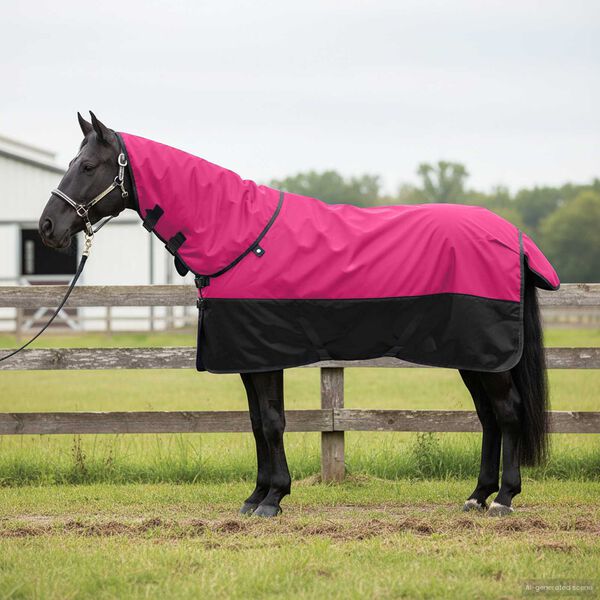 vidaXL Pferdedecke Rosa und Schwarz 145 cm Polyester