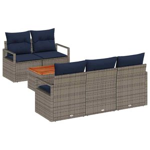 vidaXL Gartensofa-set mit Kissen 6 pcs Grau Poly-Rattan
