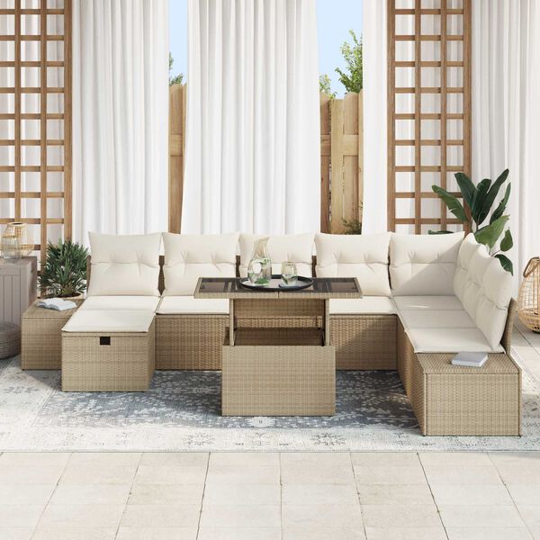 vidaXL Garten-Sofa-Set 11 pcs Beige Poly Rattan