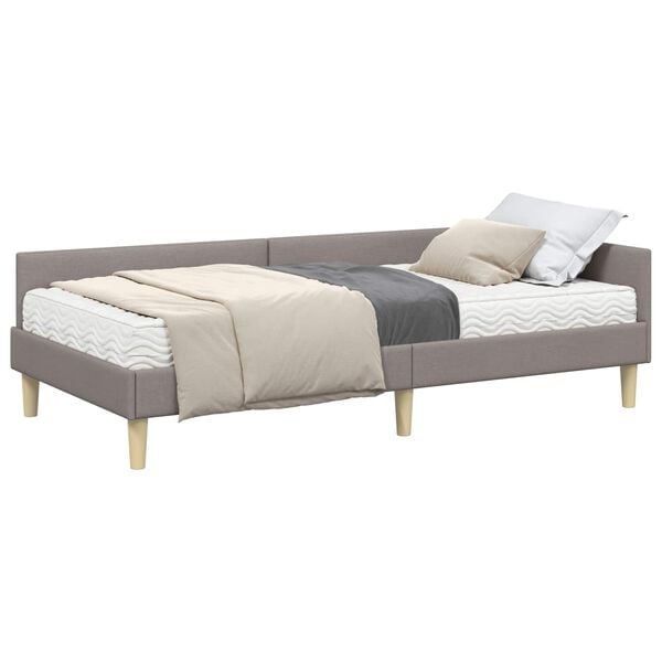 vidaXL Eckbettgestell mit Matratze mit Matratze 2 pcs Taupe Stoff
