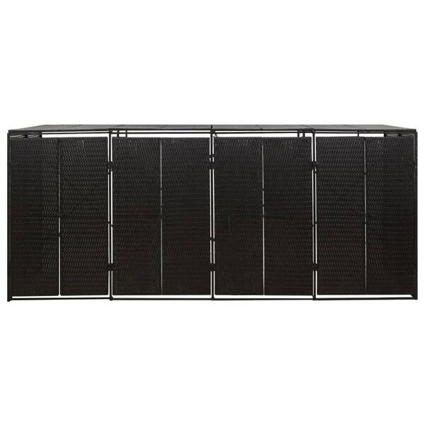 vidaXL Mülltonnenbox für 4 Tonnen Schwarz 274x80x117 cm Poly Rattan