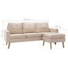 vidaXL 3-Sitzer-Sofa mit Hocker Creme Stoff