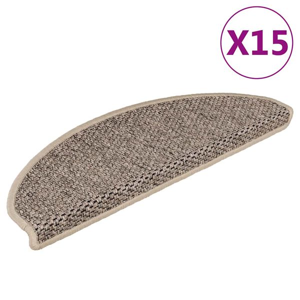 vidaXL Treppenmatten Selbstklebend Sisal 15 Stk. 65x21x4cm Dunkelbeige
