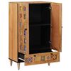 vidaXL Highboard mit T&uuml;r Natur 60 x 33,5 x 100 cm Massivholz Mango