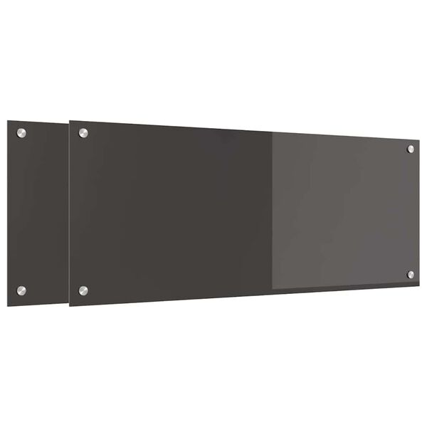 vidaXL Küchenrückwand 2 pcs Dunkelgrau 100 x 40 cm Gehärtetes Glas