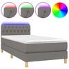 vidaXL Boxspringbett mit Matratze & LED Dunkelgrau 100x200 cm Stoff