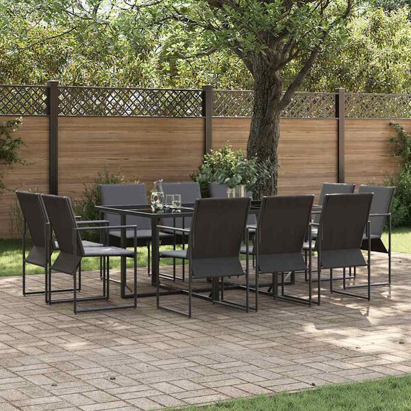 vidaXL Garten Essgruppe 11 pcs Schwarz Stahl