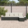 vidaXL Garten-Sofa-Set mit Kissen 5 pcs Schwarz und Creme Poly-Rattan