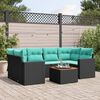 vidaXL 7-tlg. Garten-Sofagarnitur mit Kissen Schwarz Poly Rattan