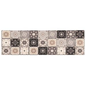 vidaXL K&uuml;chen Teppich Grau-beige Mosaik 150 x 45 cm 100% Polyamid