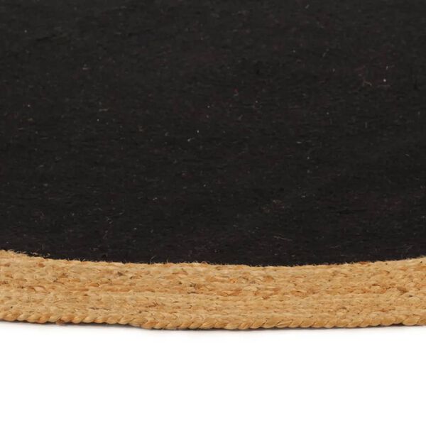 vidaXL Teppich Geflochten Schwarz & Natur 90 cm Jute & Baumwolle Rund