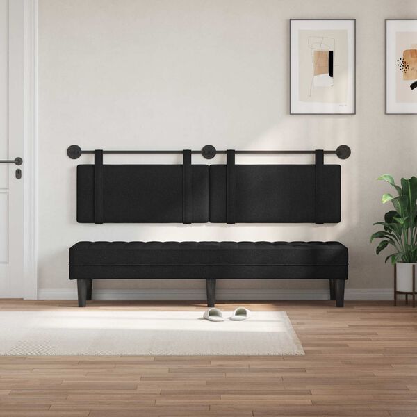 vidaXL H&auml;ngevorderseite Wandmontiert Uni Schwarz 190 x 55 x 5 cm Stoff