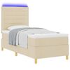 vidaXL LED Boxspringbett mit Matratze Creme 90 x 190 cm Stoff