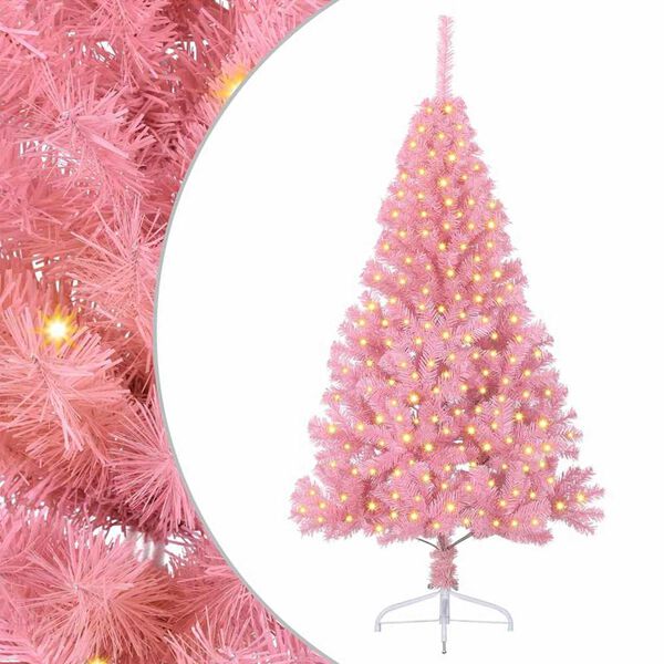 vidaXL K&uuml;nstlicher vorbeleuchteter Weihnachtsbaum Rosa 180 cm PVC