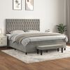 vidaXL Boxspringbett mit Matratze Hellgrau 180x200 cm Samt