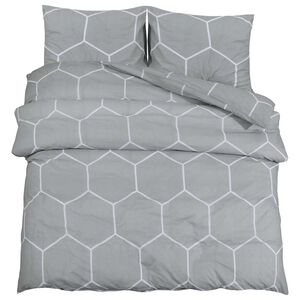 vidaXL Bettw&auml;sche-Set Grau und Wei&szlig; 260x240 cm Baumwolle
