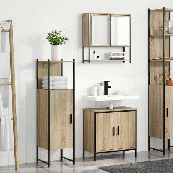 vidaXL Badezimmerm&ouml;bel Set 3 pcs Braun 60 x 30 x 60 cm Holzwerkstoff