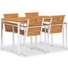 vidaXL 5-tlg. Garten-Essgruppe Teak Massivholz und Edelstahl