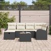 vidaXL Garten-Sofa-Set mit Kissen 7 pcs Schwarz Poly Rattan