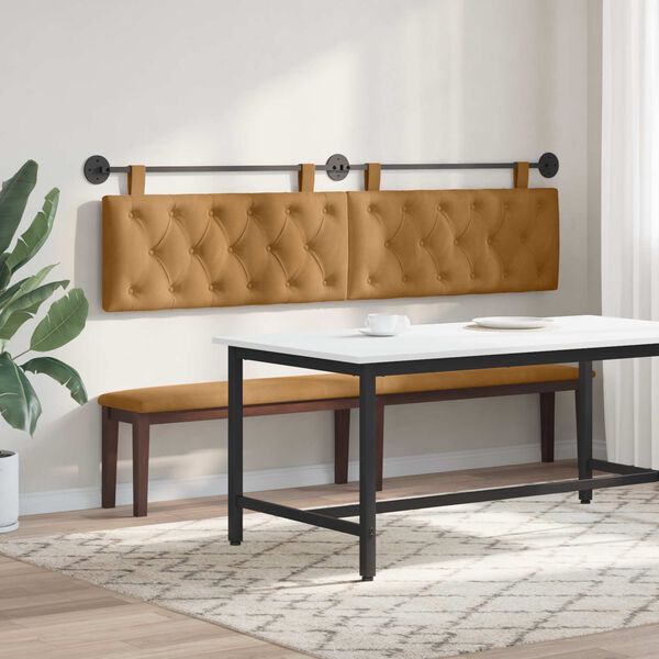 vidaXL H&auml;ngevorderseite Wandmontiert Braun 210 x 55 x 7 cm Samt