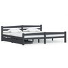vidaXL Massivholzbett mit 2 Schubladen Dunkelgrau Kiefer 200x200cm