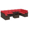 vidaXL Sofa Set mit Kissen 11 pcs Braun Poly-Rattan