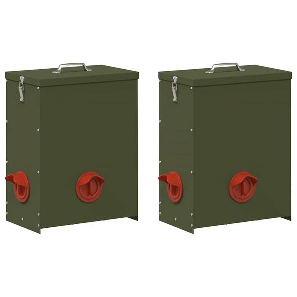 vidaXL H&uuml;hnerf&uuml;tterer 2 pcs Olive Gr&uuml;n 32,5 x 20,5 x 43 cm