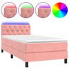 vidaXL Boxspringbett mit Matratze & LED Rosa 80x200 cm Samt