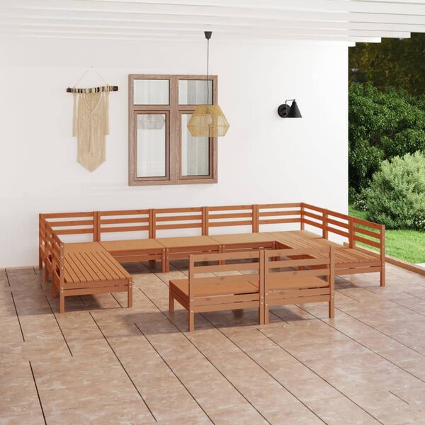 vidaXL 11-tlg. Garten-Lounge-Set Honigbraun Massivholz Kiefer