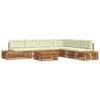 vidaXL 8 stk. Outdoor-Sofagarnitur Massives Akazienholz und Polyester