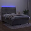 vidaXL Boxspringbett mit Matratze & LED Hellgrau 140x190 cm Samt